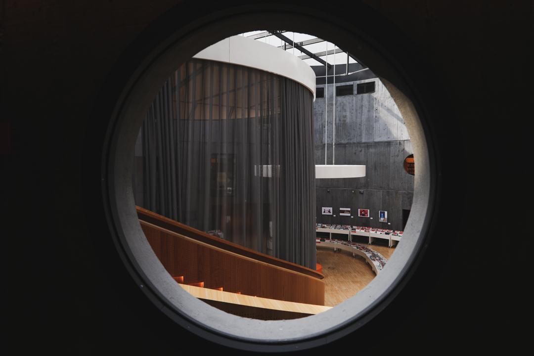 Intérieur de la bibliothèque Oscar Niemeyer du Havre